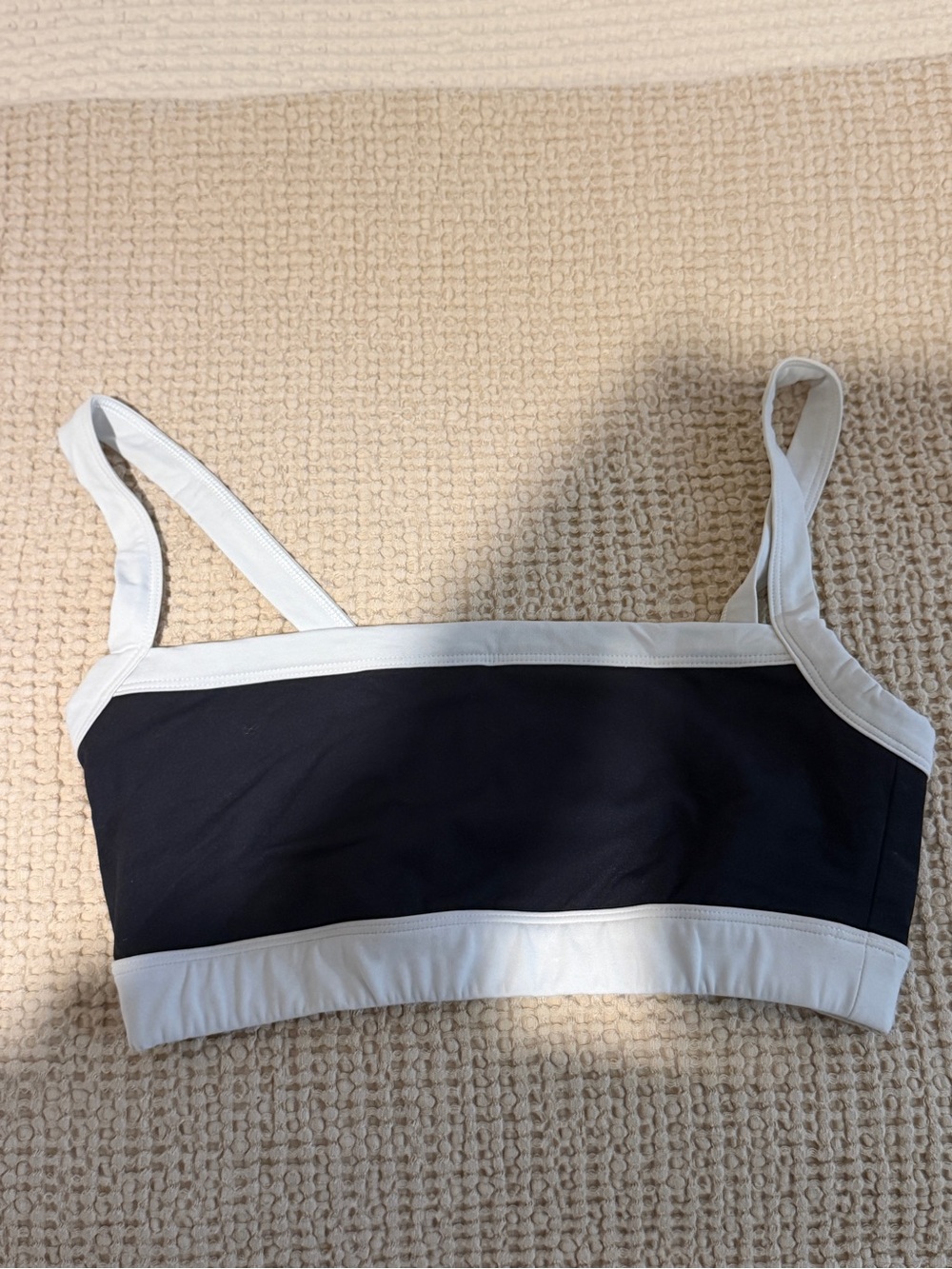 White Trim Black Sports bra